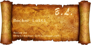 Becker Lotti névjegykártya